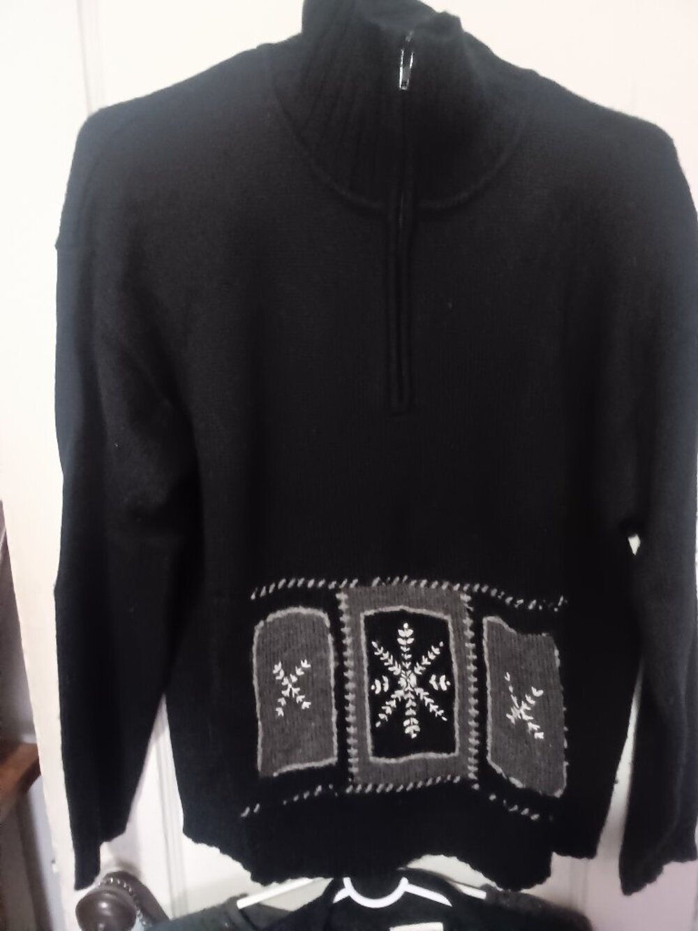 Vintage Coldwater  Creek Snowflake Black Sweater. Size Med